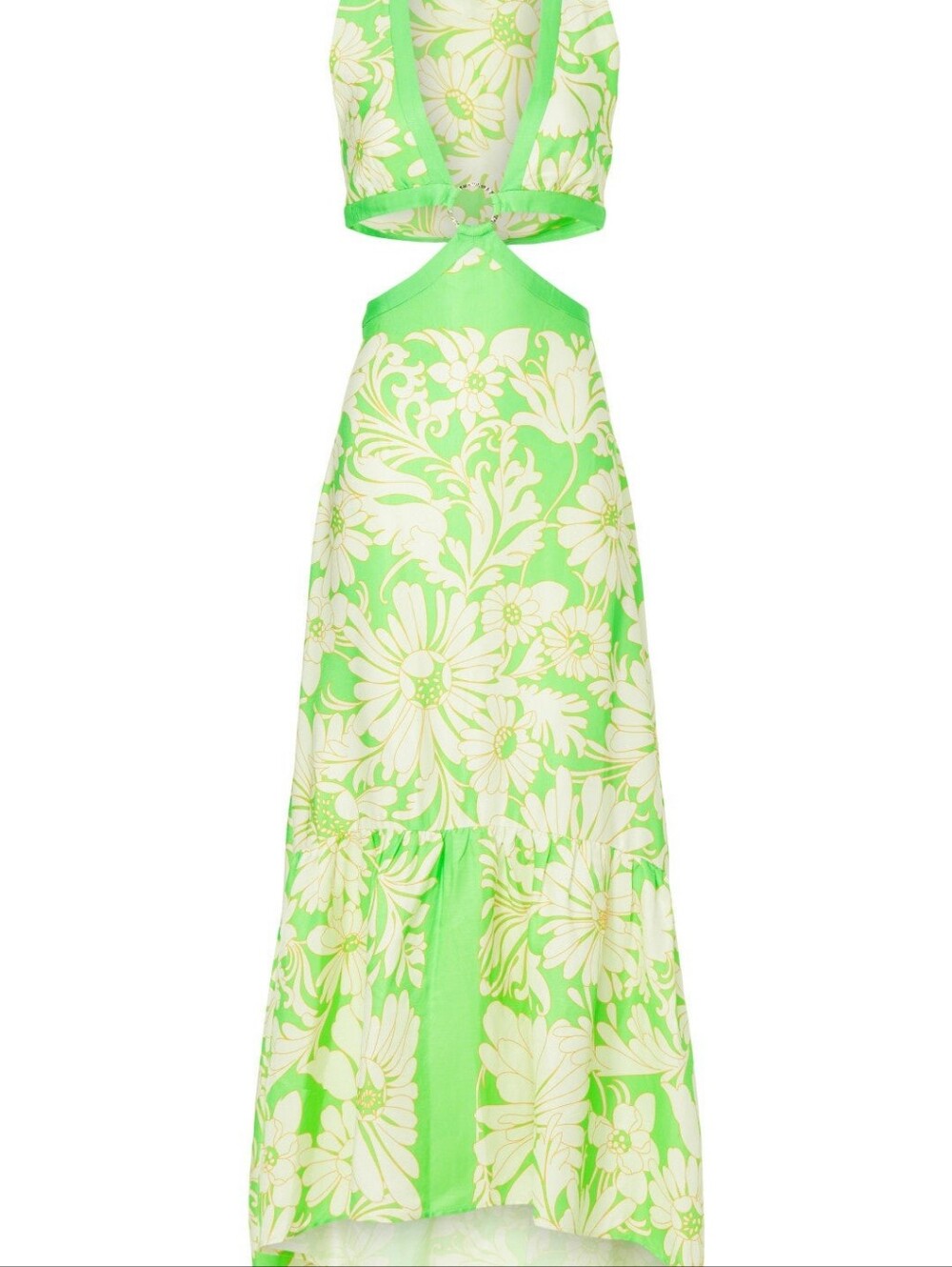 Sandro Ludmila Lime Green and White Floral Cutout Dress Size 36/Small - Picture 5 of 8